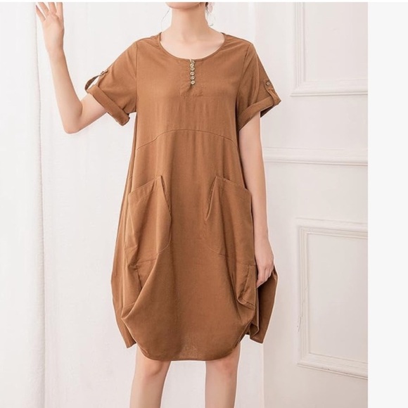 Minibee Women's Ruffle Oversize Casual Midi Dresses with Pockets Medium ( E -9 ) - Picture 1 of 8